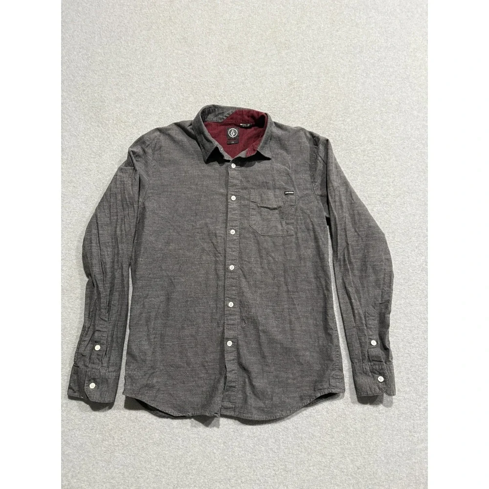 Volcom | Mens Dark Gray Casual Button Down Shirt - L - Picture 2 of 10